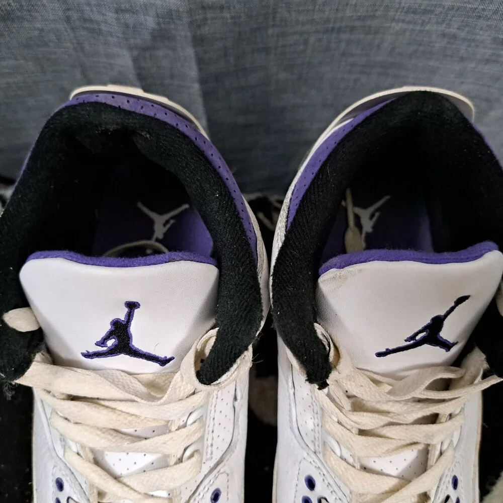%Nike Size 5.5Y Air Jordan 3 Retro GS DM0967-105 White Purple AJ6